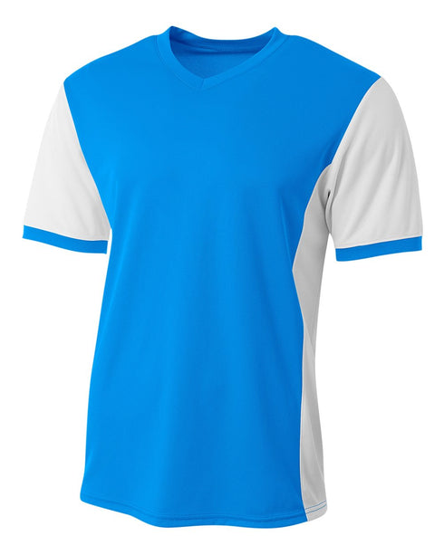 A4 Premier Soccer Jersey (N3017), Color 'Electric Blue / White'